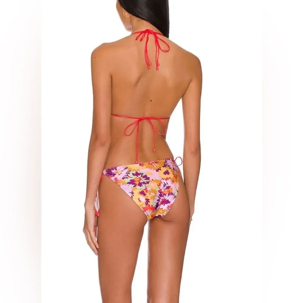 Zimmermann Floral Knotted Violet Triangle Bikini Set Size US 8-10 Boho Coquette